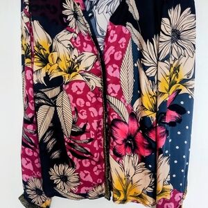 Vibrant Floral Women's Blouse in Pink and Yellow